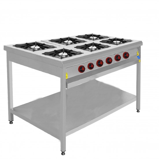 CSA 6 lı Taban Raflı Ocak Gazlı ve Lpg Li Ce Belgeli 150x100x85 cm KRCS.TROG.1510.CE 